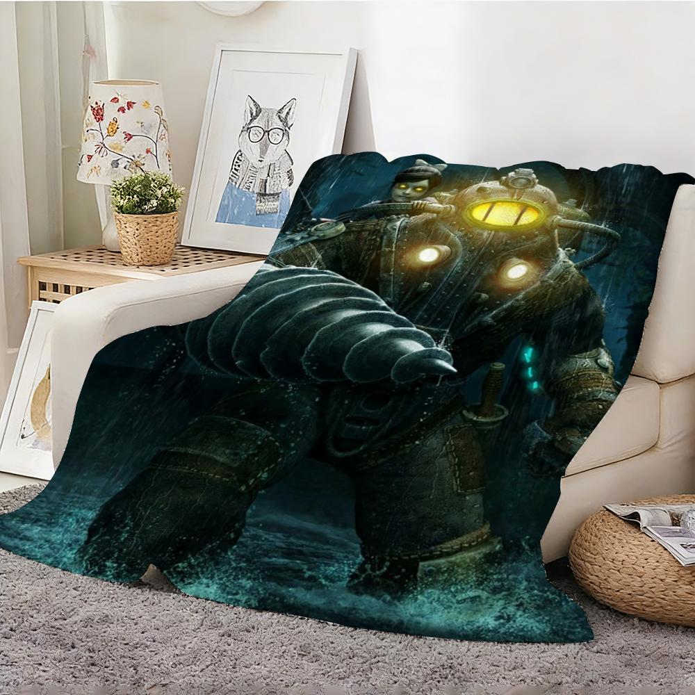 Bioshock Rapture Throw Lightweight 240g Flannel Blanket Soft Skin-friendly for Summer Cooling