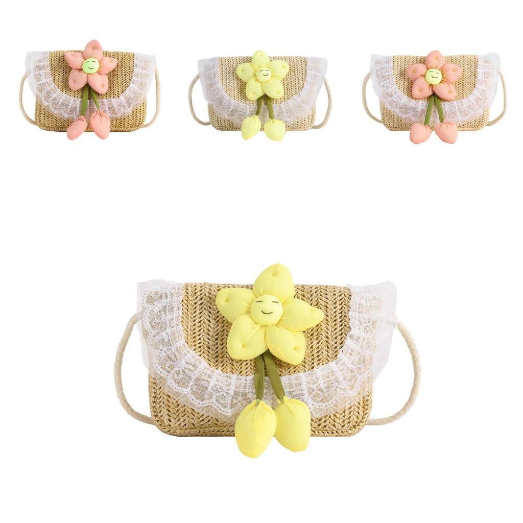 Kids Straw Basket Bag For Girls With Breathable Durability For Daily Outings