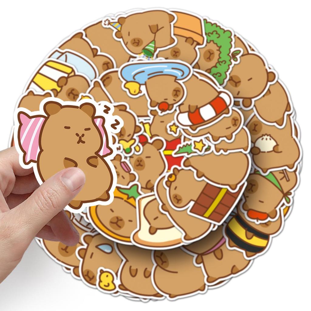 51 Cute Original Capybara Doodle Stickers: Hand-Drawn Animal Decor for Water Bottles, Phone Cases, and Luggage