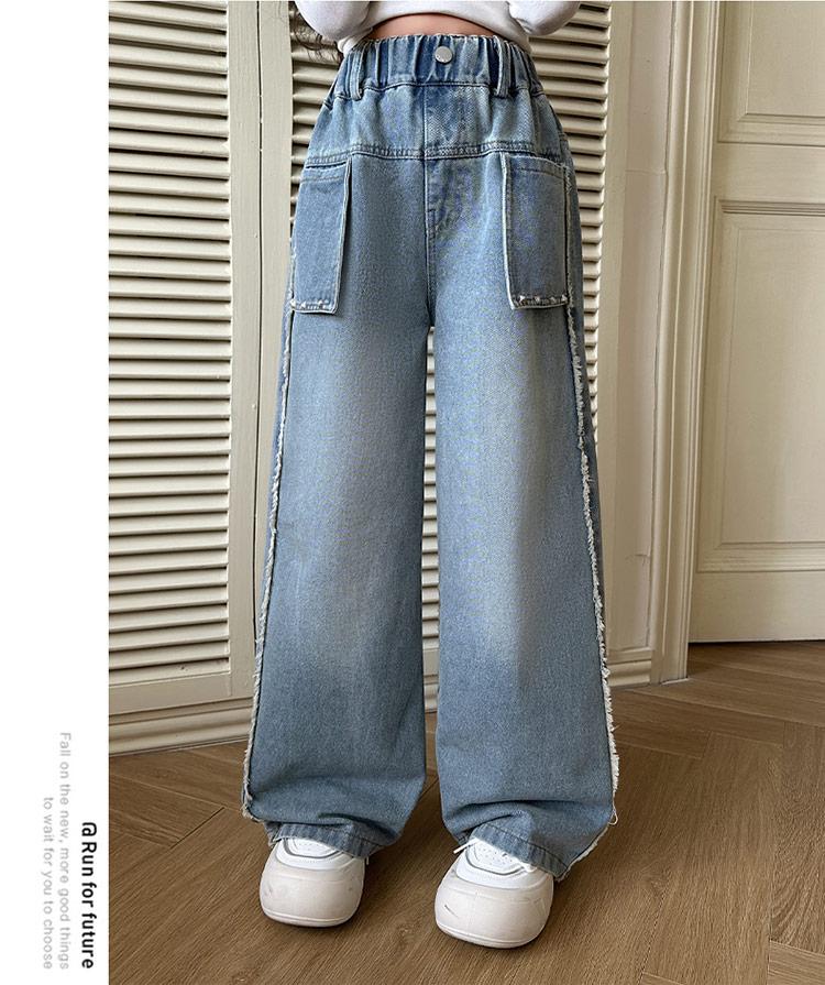 Girls' Spring Jeans 2026 New Mid to Large Korean Edition Wide Leg Pants Straight Leg Versatile Pants Stylish Outerwear Pants
