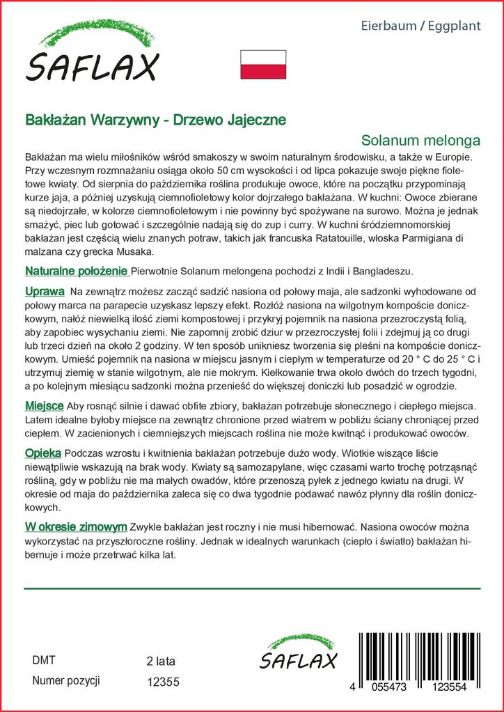 SAFLAX Баклажаны - 20 семян - С горшечным субстратом для лучшего выращивания - Solanum melonga