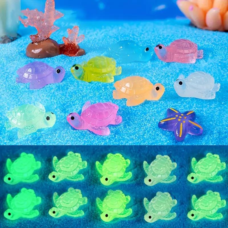 10pcs Luminous Small Turtle Ornaments Micro Landscape Ornament DIY Resin Craft Color Mixed