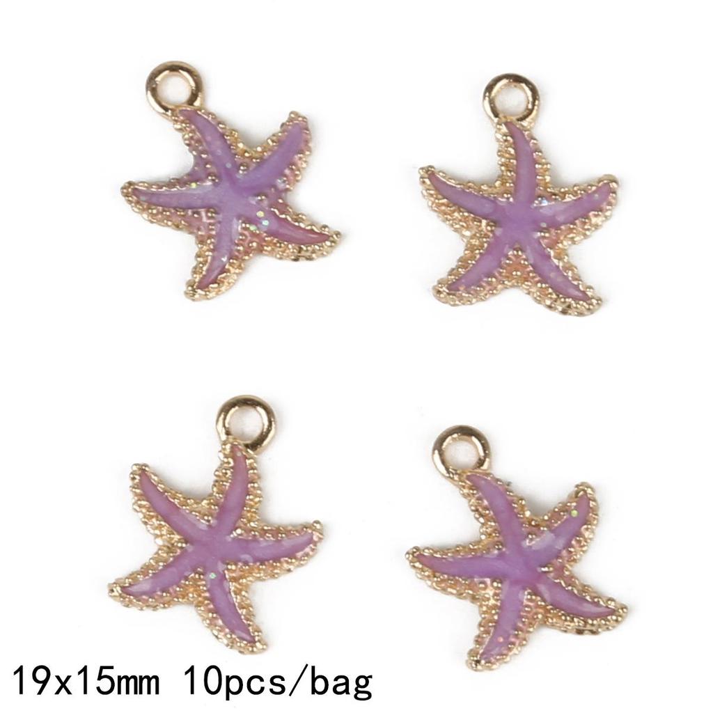 9-12Pcs Multi-Styles Starfish Shell Conch Crown Enamel Charms Pendant For Jewelry Making DIY Bracelet Necklace