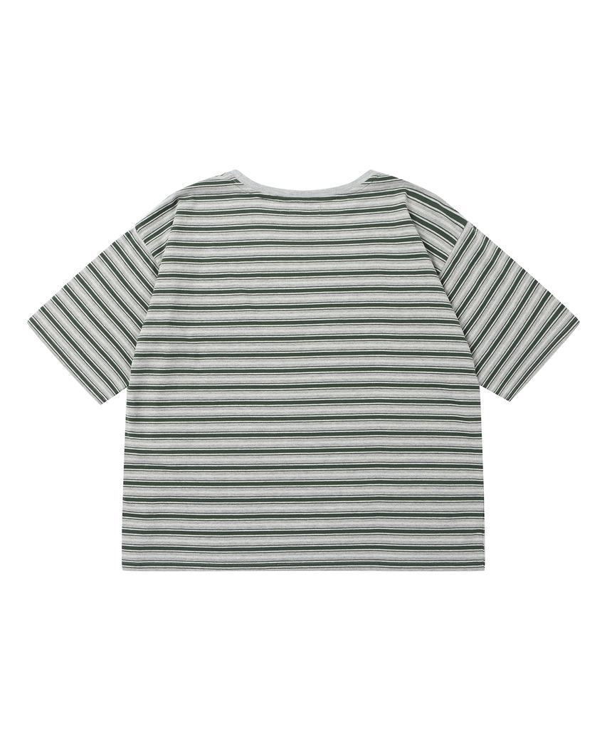 SOLEW Oversized Half Sleeve T-Shirt_Green Stripe