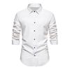 Мужская рубашка с лацканами, приталенная однобортная однобортная мягкая пуговица с длинным рукавом, дышащая, деловой, деловой, мужской офисный топ