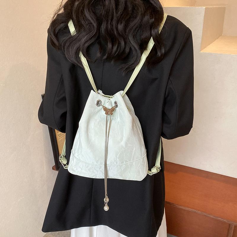 Summer Small Fresh Backpack Women's 2024 New Korean Version Bucket Bag Versatile Ins Shoulder Armpit Bag