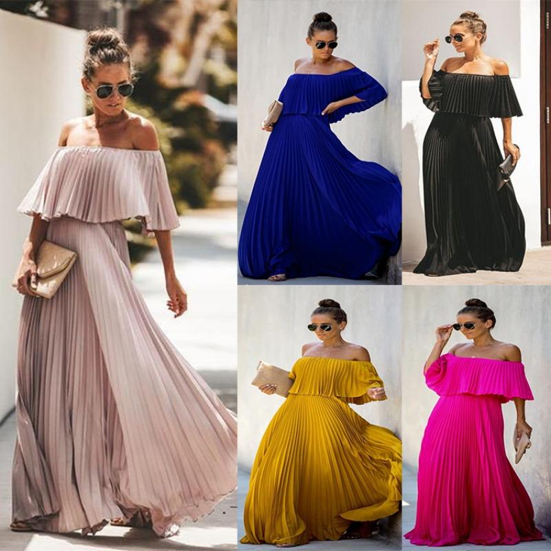 Весна/лето Женское сексуальное платье из прессованного шифона с одним вырезом и открытыми плечами