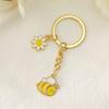 Cartoon Garden Key Chains Cute Metal Enamel Pendant Bee Flower Key Ring  Jewelry Gifts