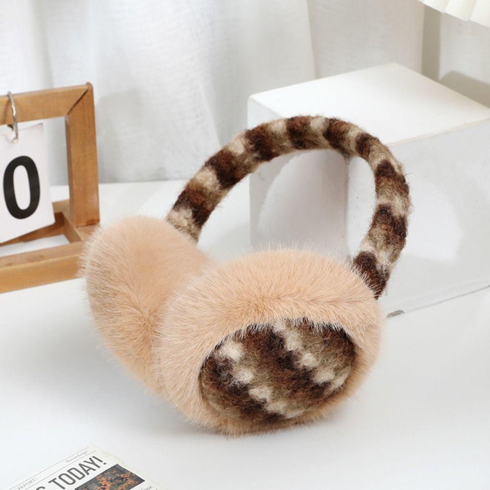 Windproof Foldable Ear Warmers Leopard Print Plush Ear Muffs Cold Weather Protection