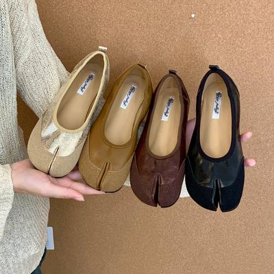 Нишевые туфли-лодочки с открытым носком серебристые женские плоские весенне-осенние новые из мягкой кожи туфли для бабушки с подковообразным каблуком туфли Doudou