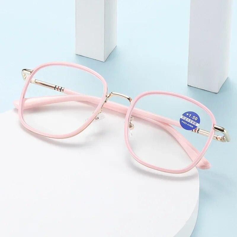 Модные очки для чтения в металлической оправе, роскошные большие квадратные очки для дальнего видения, мужские и женские ретро-антисиние новые очки для пресбиопии от 0 до +4,0