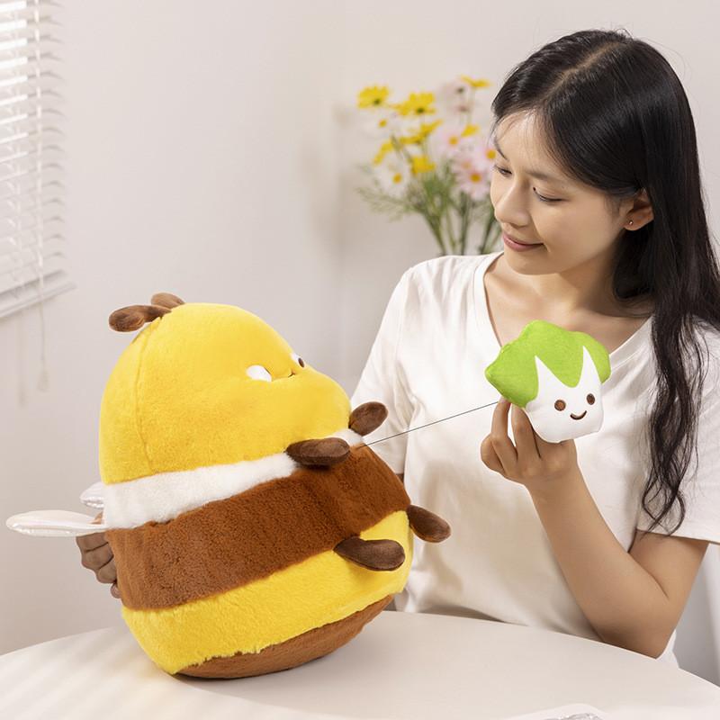 Charming Fluffy Plush Bee Doll Colorful Stuffed Animal Toy With Pp Cotton Filling