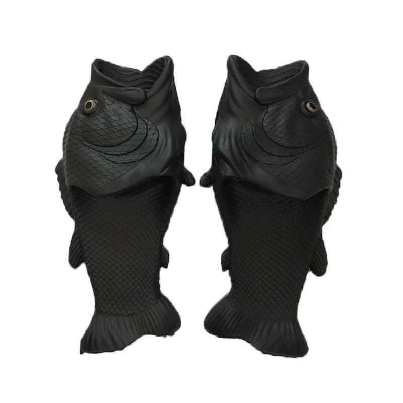 Модные мужские нескользящие тапочки-рыбки: Креативные шлепанцы с соленой рыбой для ношения на улице.