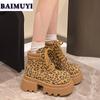 Леопардовая платформа высокие каблуки женская обувь брендовые ботильоны 2025 тренд дизайнер повседневные походные ботинки челси новые туфли-лодочки Mujer Botas