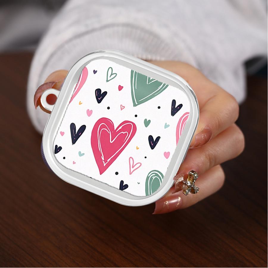 Чехол Love Heart Leopard Pink для Samsung Galaxy Buds 3Pro Live 2 4Pro 2Pro 4 Pro 3 FE Прозрачные Чехлы для Наушников Чехол с Крючком