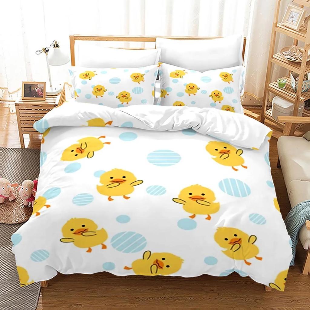 Yellow Duck Bedding Set Single Twin Full Queen King Size Little Duck Bed Set Aldult Boys Bedroom Duvetcover Sets 3D Print 015