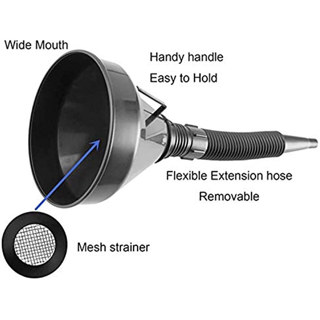 Пластиковые большие воронки с широким горлом и фильтром 2 шт. Масляная воронка Автомобильная гибкая со шлангом для автомобилей и мотоциклов Моторное масло Жидкое дизельное топливо Керос