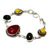 Cameo Mosaic Jasper Gemstone 925 Silver Plated Jewelry Bracelet 6-8"