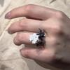 Black and White Mandala Flower Ring for Women Personality Metal Punk Party Finger Ring Fashion Jewelry Accessories