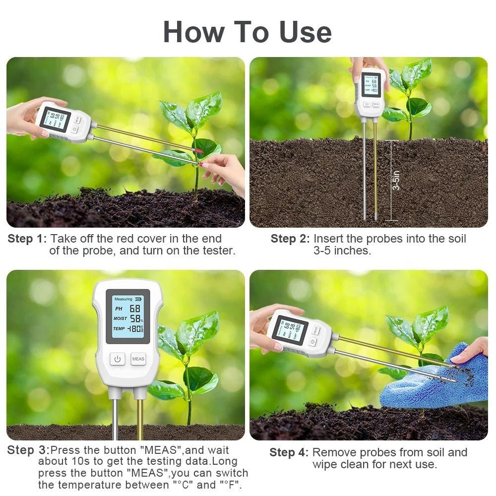 3 in 1 PH/Moisture/Temperature Meter Digital Display Soil  Humidity Detector  Potted Planting