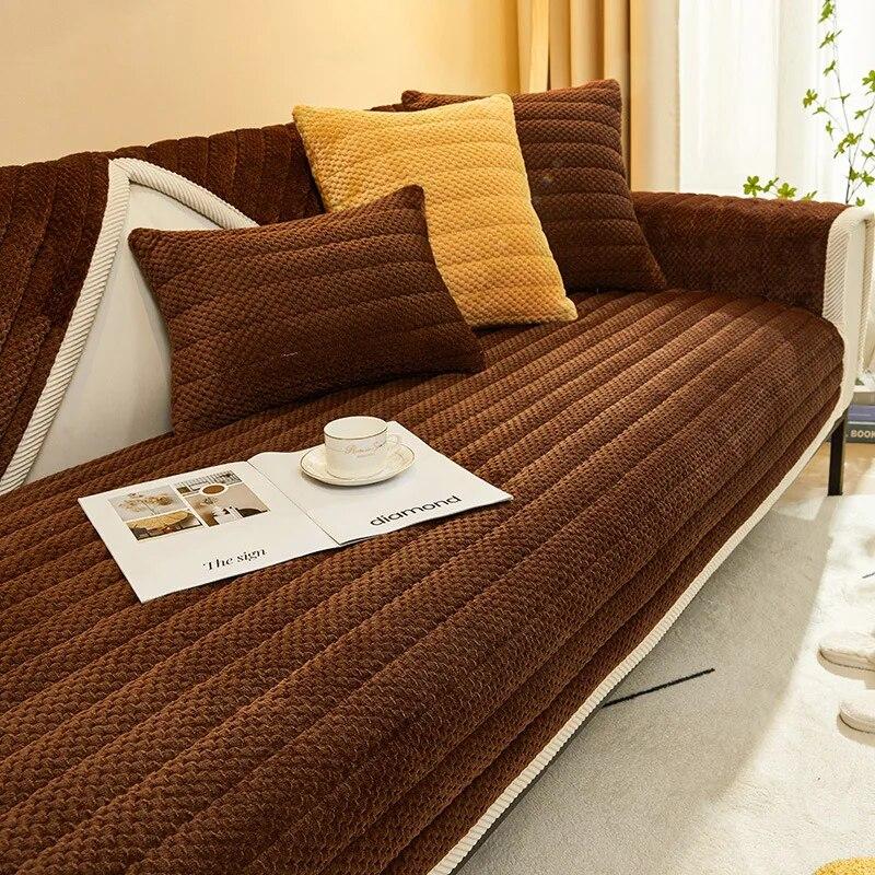 Thick Plush Sofa Covers Woven Fabric Non-slip Winter Warm Sofa Mat Slipcover Sofa Towel Couch Cushion for Room Home Mattress