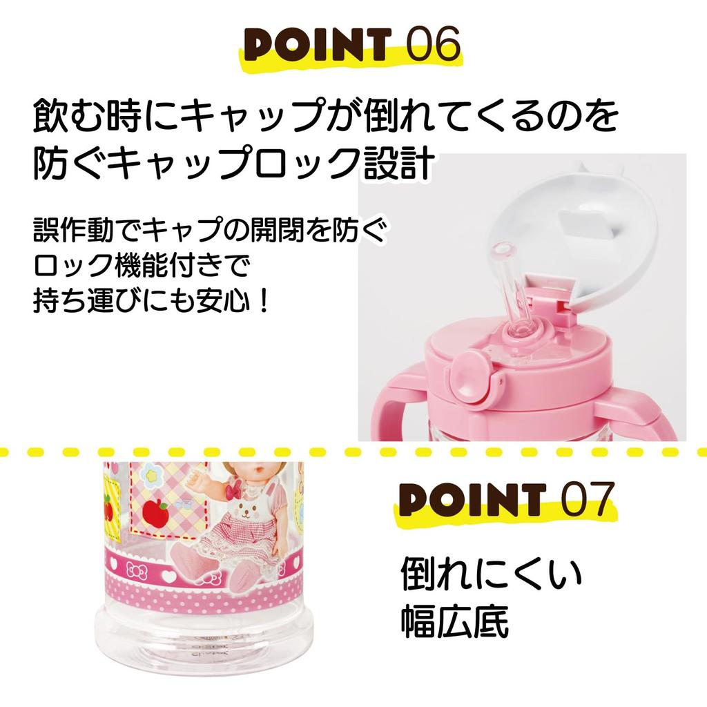 Skater Детская кружка-поильник с соломинкой, складной ручкой и плечевым ремнем для возраста 1+, дизайн Mel-chan, для девочек, KSHW2N-A
