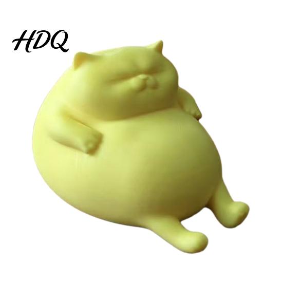 Пластиковая фигурка кошки из PLA, 3D-печать, толстая фигурка, милая ленивая статуэтка, минималистичный настольный декор для офисного стола и полки, декоративные элементы