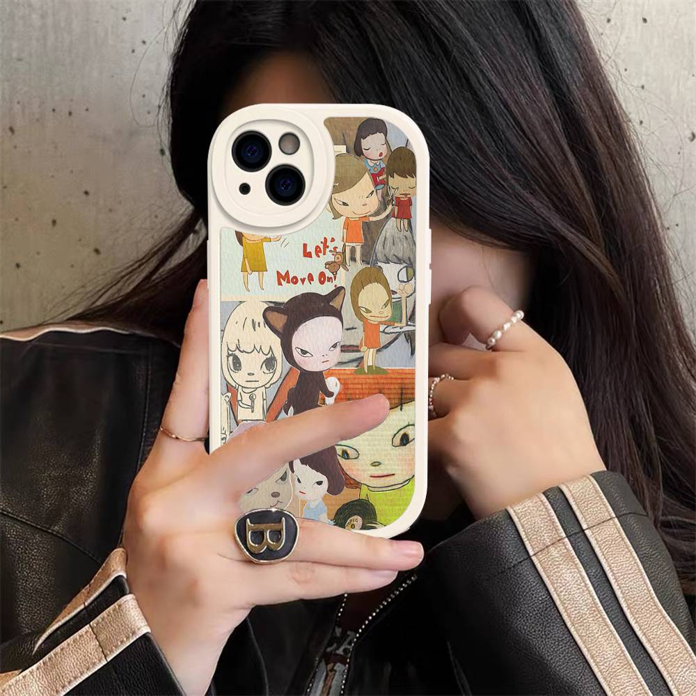 Y-yoshitomo Nara-A Ретро-искусство Чехол для телефона из ПУ-кожи Для IPhone 16 15 14 13 12 11 Pro Max Plus Задняя часть Fundas