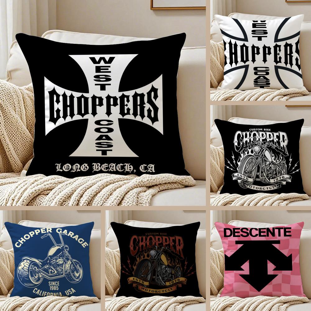 WWest Coast CChoppers Cushion Cover Pillowcase Antidustmite Invisible Zipper Short Plush Sofa Cushion