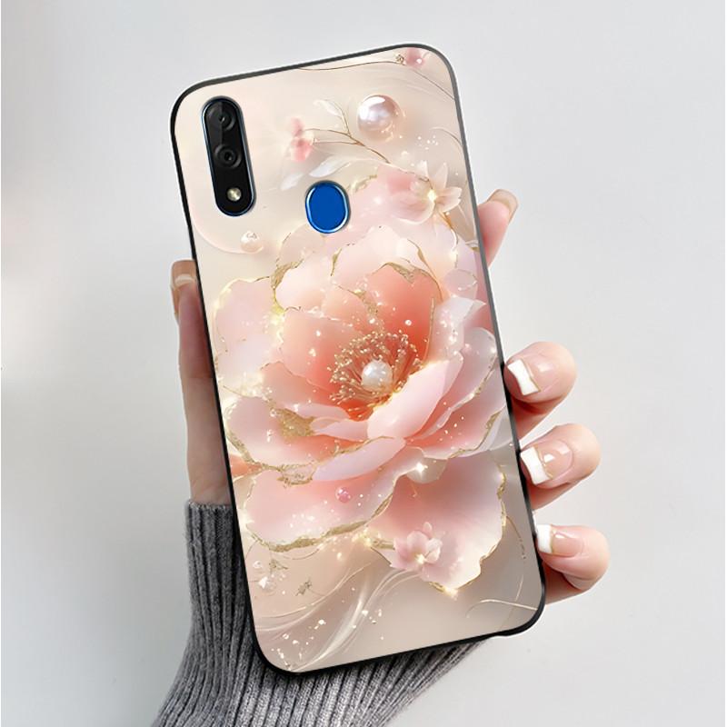 Чехол с рисунком для ZTE Blade V10 Fundas Ударопрочный Coque Capa Мягкий силиконовый Черный корпус Милый цветочный мультяшный чехол