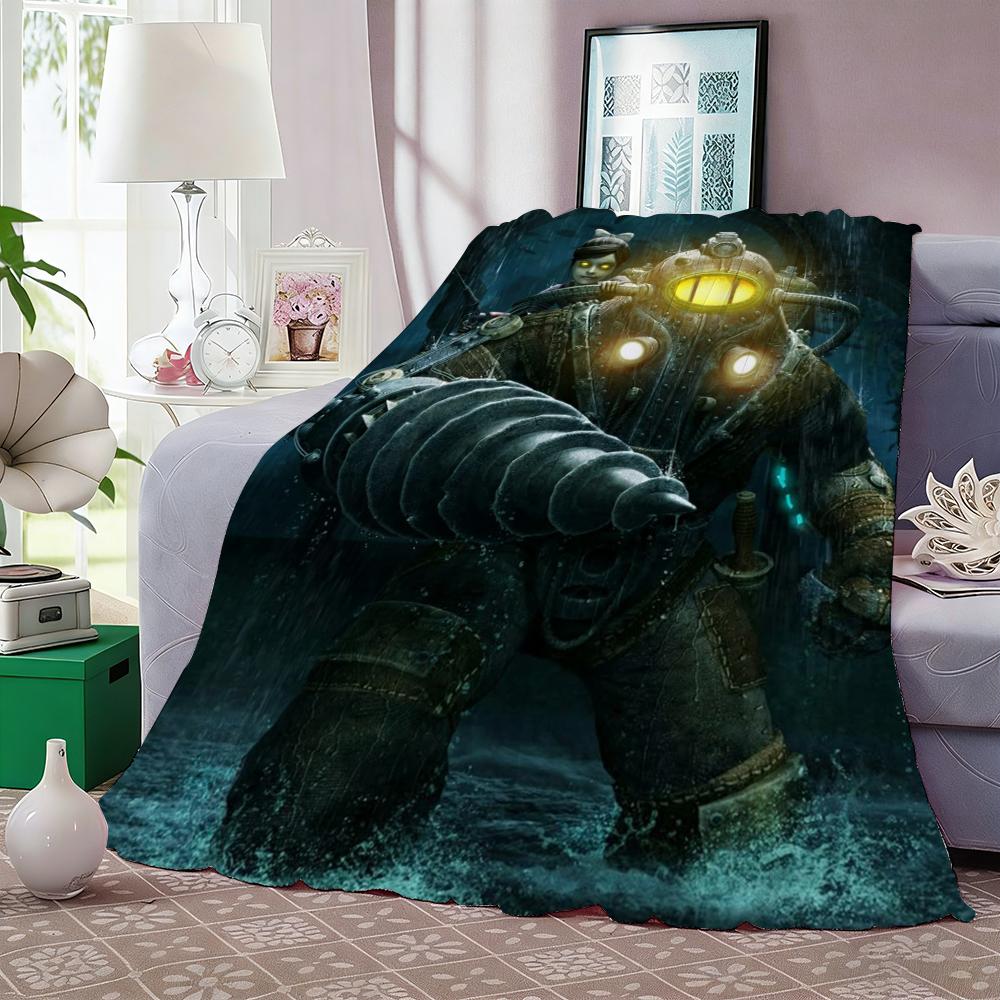 Bioshock Rapture Throw Lightweight 240g Flannel Blanket Soft Skin-friendly for Summer Cooling