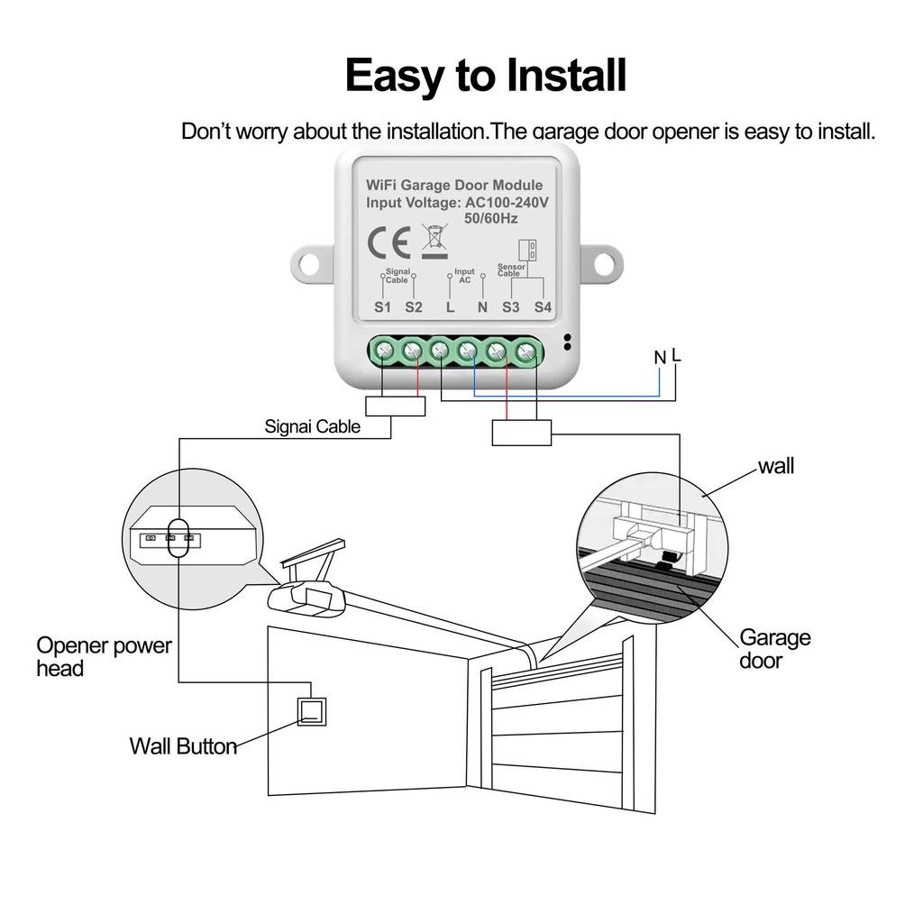Модуль открывания гаражных ворот Tuya WiFi, интеллектуальный контроллер таймера жизни, поддержка Alexa, Google Home Assistant, Яндекс.Алиса, голосовое управление
