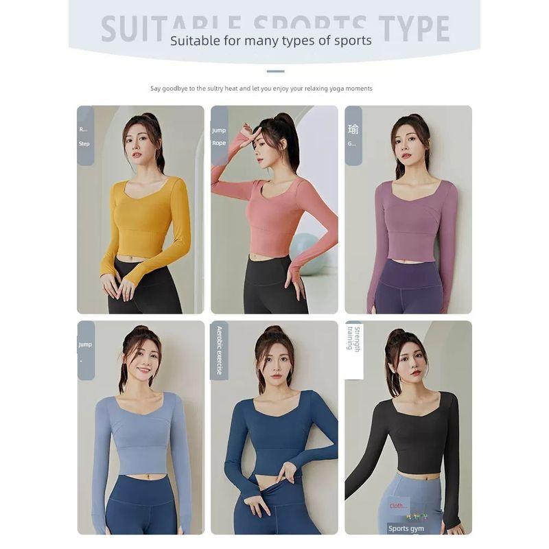 Pilates Yoga Clothes for Women 2025 New Arrival Running with Chest Pad Professional Quick-Drying Sports Long-Sleeved Top Fitness Suit