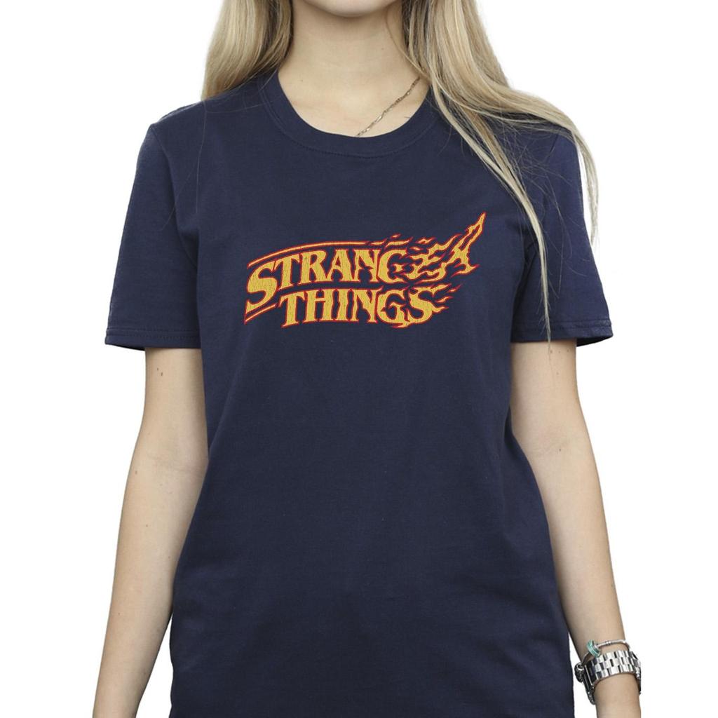 Netflix Womens/Ladies Stranger Things Logo Breaking Cotton Boyfriend T-Shirt