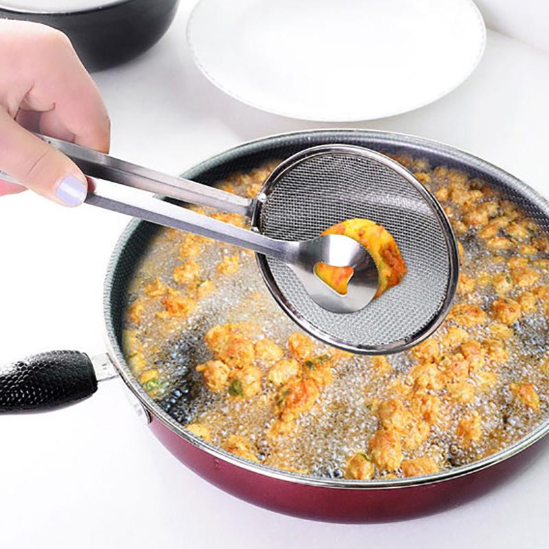 Kitchen Accessories Multifunction Stainless Steel Sieve Filter Spoon Fried Food Oil Strainer Clip Handheld Cooking Tools Gadgets