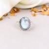 Rainbow Moonstone 925 Sterling Silver Oval Gemstone Boho Style Handmade Ring For Women