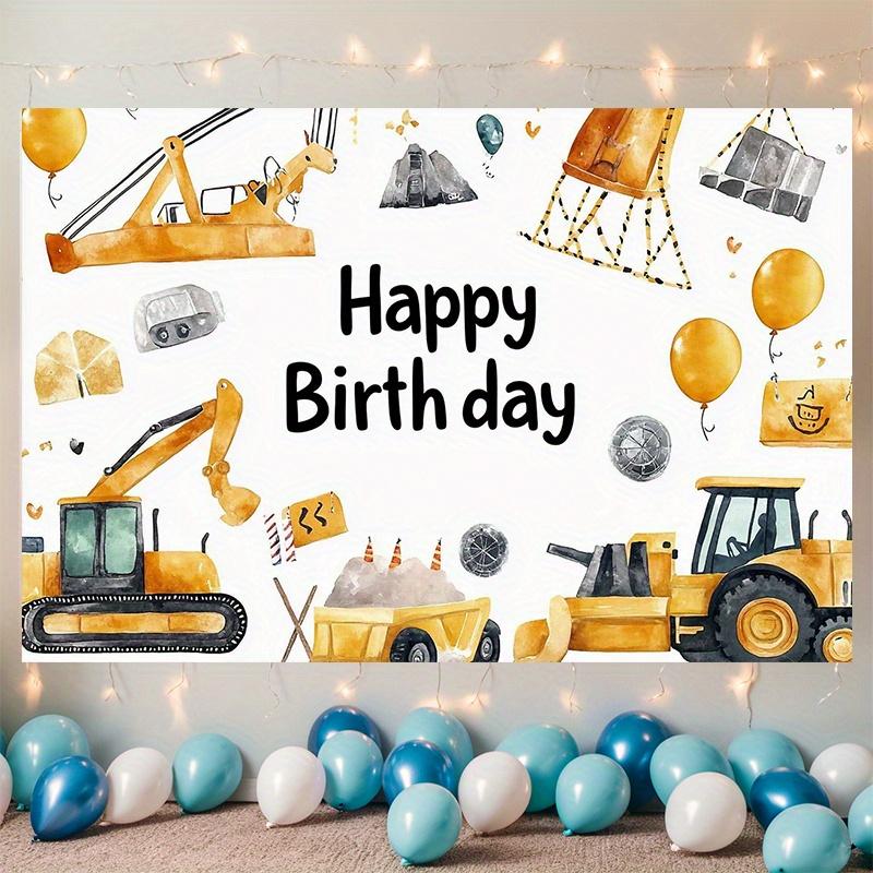 Construction Themed Birthday Party Banner, Multicolor Polyester Backdrop for Home Wall