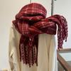Order Spinning Yarn with 20 Wool Blend Designer Red Plaid Scarf Women's Winter Soft Scarf