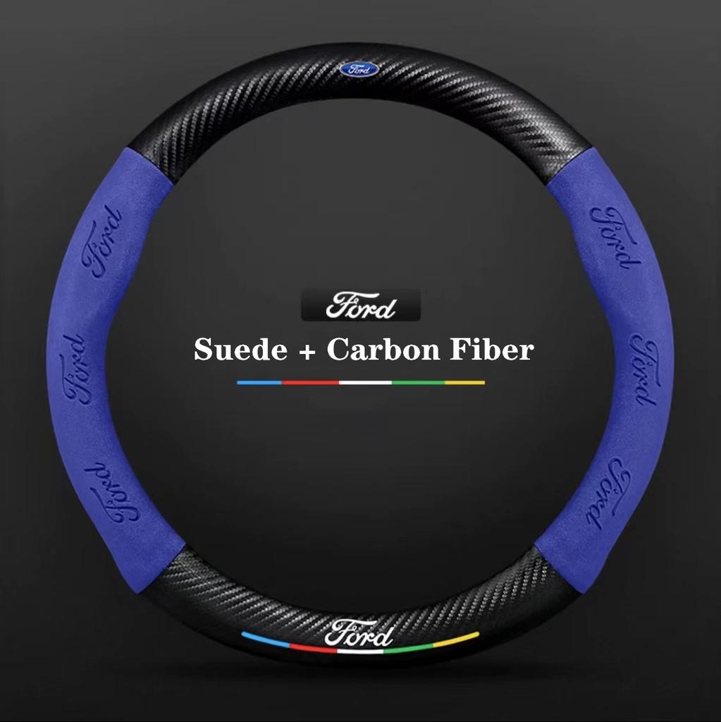 ITES5 Ford ST EXPLORER EDGE Fiesta Focus Mondeo F150 Fusion Mustang Kuga Ranger Car Anti-Slip Suede Carbon Fiber Steering Wheel Cover