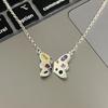 Butterfly Necklace Women's Light Luxury Niche Design Sense Color Zircon Clavicle Chain Stainless Steel Summer Personality Temperament Neck Chain