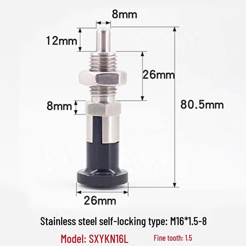 Stainless Steel/Carbon Steel Indexing Pin: Knob Plunger, Self-Locking, Re-Locking, Fine Thread, Complete Specifications