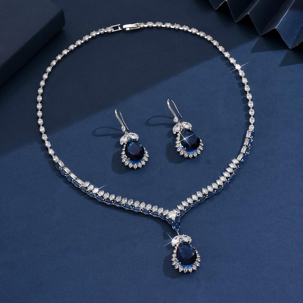 3 предмета Женский модный цирконовый набор: ожерелье-капля воды, серьги, цирконовый набор с чувством дизайна, подходит для свадьбы, вечеринки, фестиваля, подарок