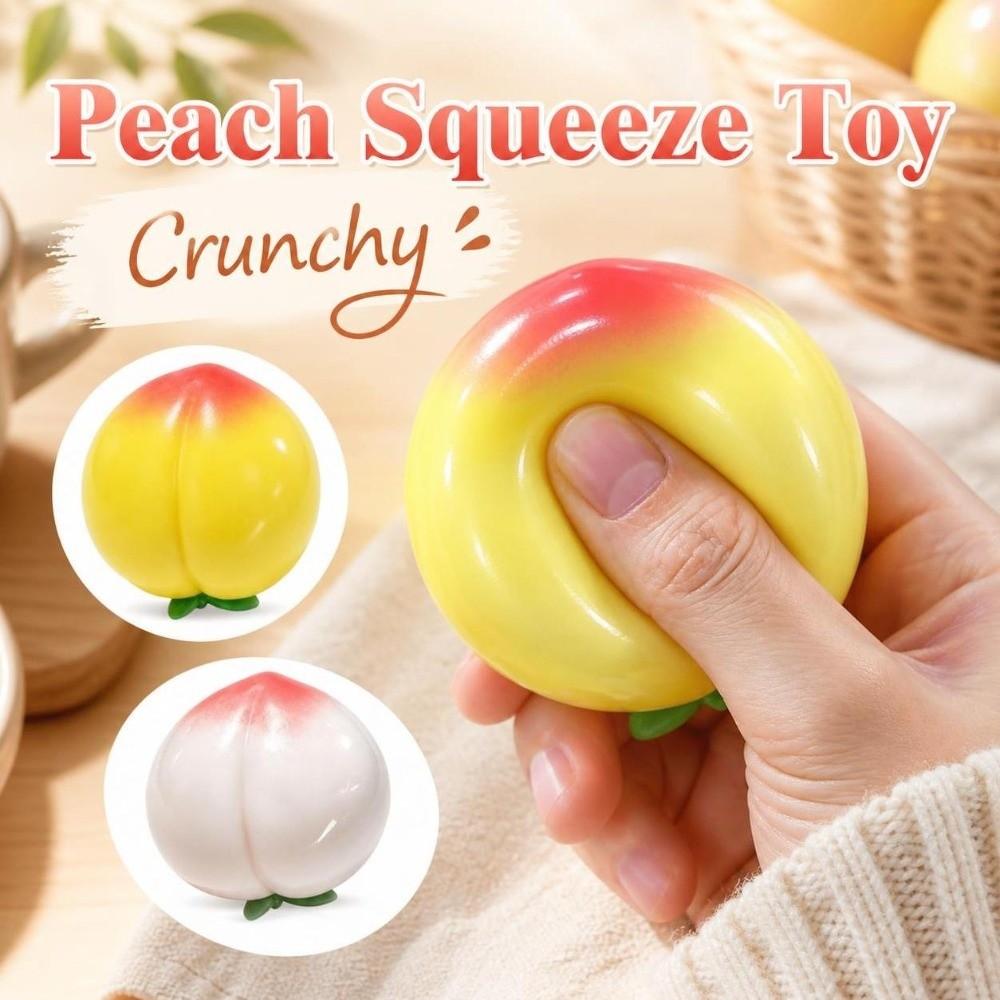 Moldable Crackling Peach Squishy Toy Crunchy TPR Fidget Toy Realistic Fruits Pinch Home Decoration