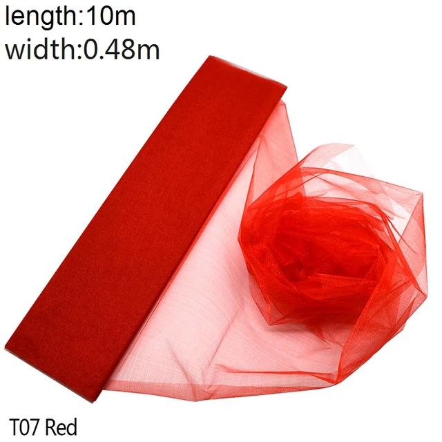 New 5/10m Tulle Wedding Organza Roll Sheer Crystal Organza Fabric for Wedding Decoration Mariage Yarn Birthday Event Party Suppl