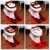 2pcs Santa Clause Pattern Toilet Seat Cover Bathroom Red Bath Mat Contour Rug Set Christmas Decoration For Home