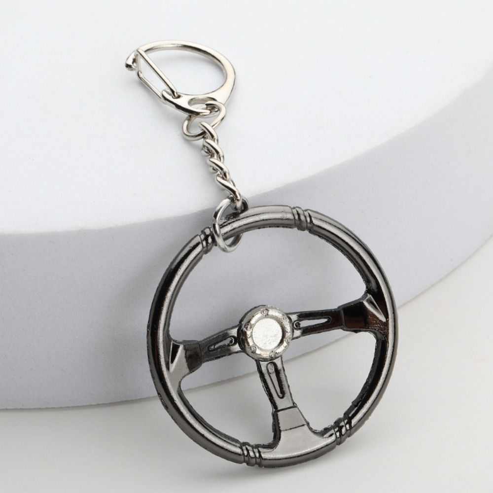 Zinc Zinc Alloy Racing Steering Wheel Key Ring Three Color Car Refitting Pendant Fashion   Male/Boys