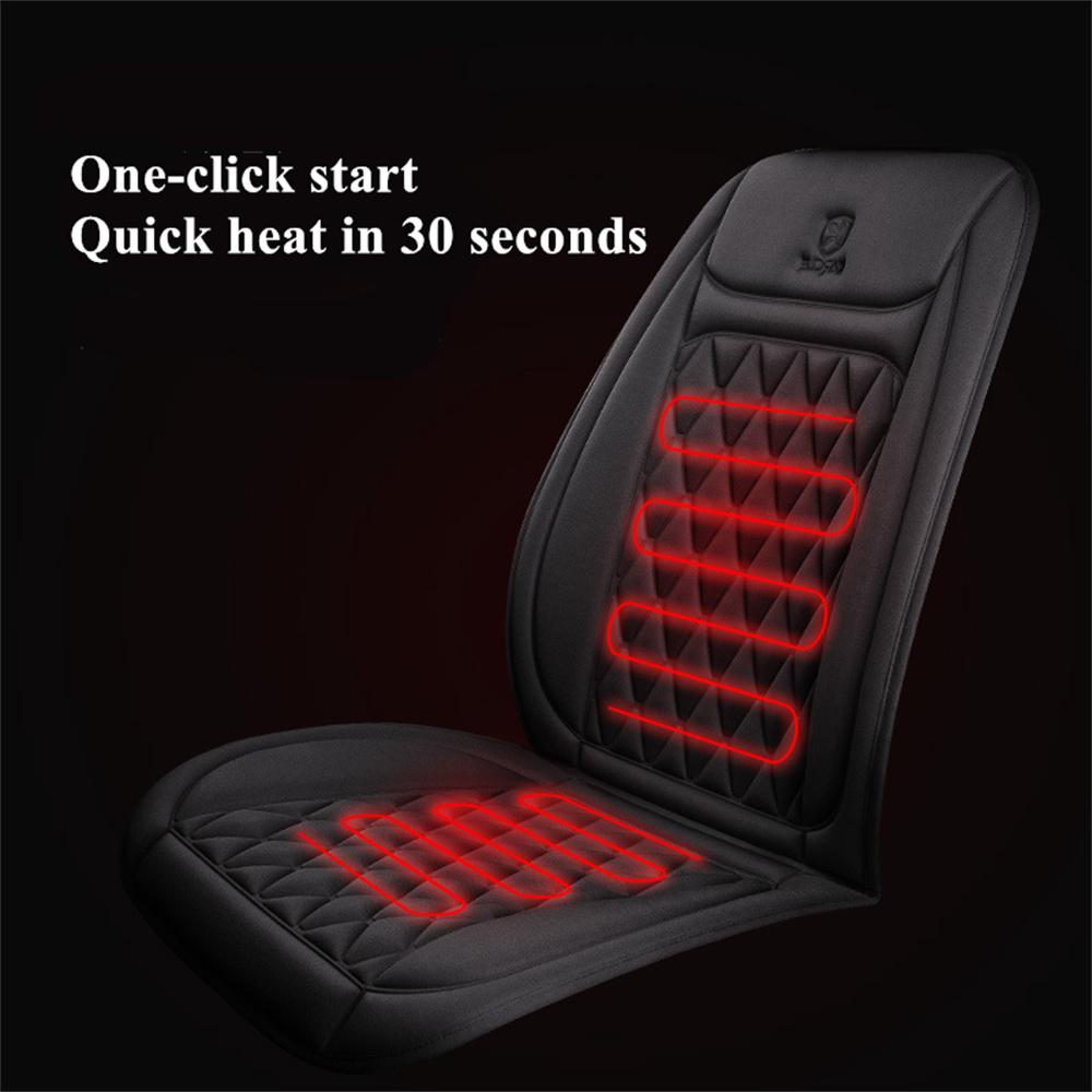 12V-24V Heated Car Seat Cover Fast Heating Pad Winter Warm Flannel Cushion Black