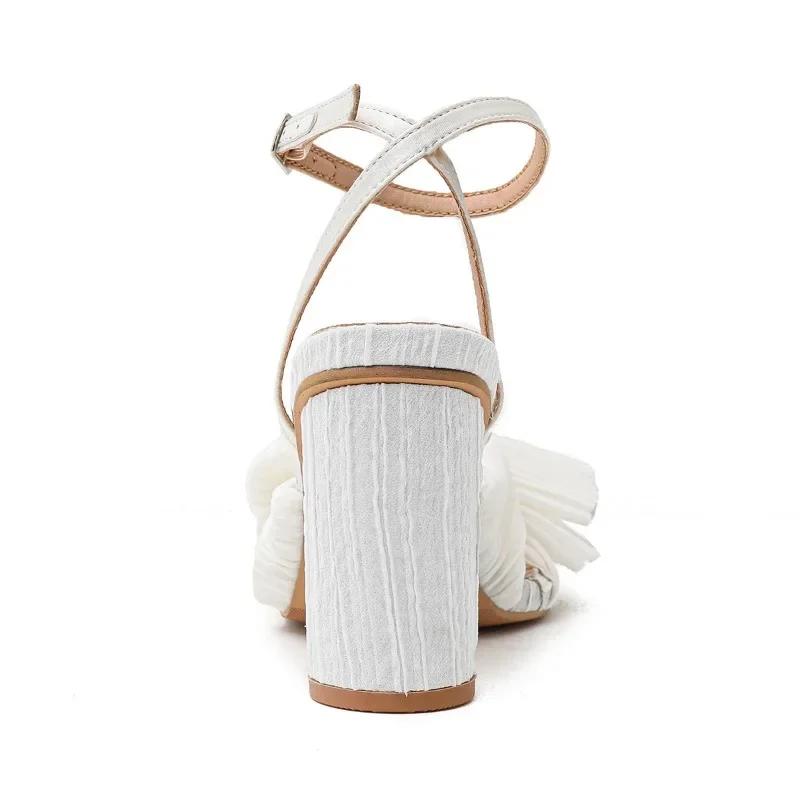 Роскошные дизайнерские женские босоножки высокого качества с открытым носком и бантом на высоком каблуке, туфли для вечеринки и свадьбы, элегантные французские туфли-лодочки