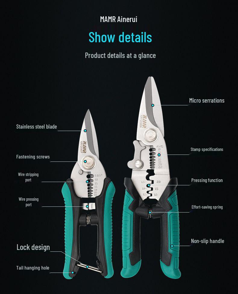 Multifunctional Heavy Duty Electrician Snips & Wire Cutters