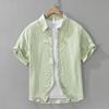 Summer Shirts for Men Harajuku Style Green Short Sleeve Shirt Daily Men's Casual Shirt Light Weight Tops
